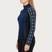 Newland womens Caelys Padded Full Zip in Navy - model side. AI-generated from supplied artwork.