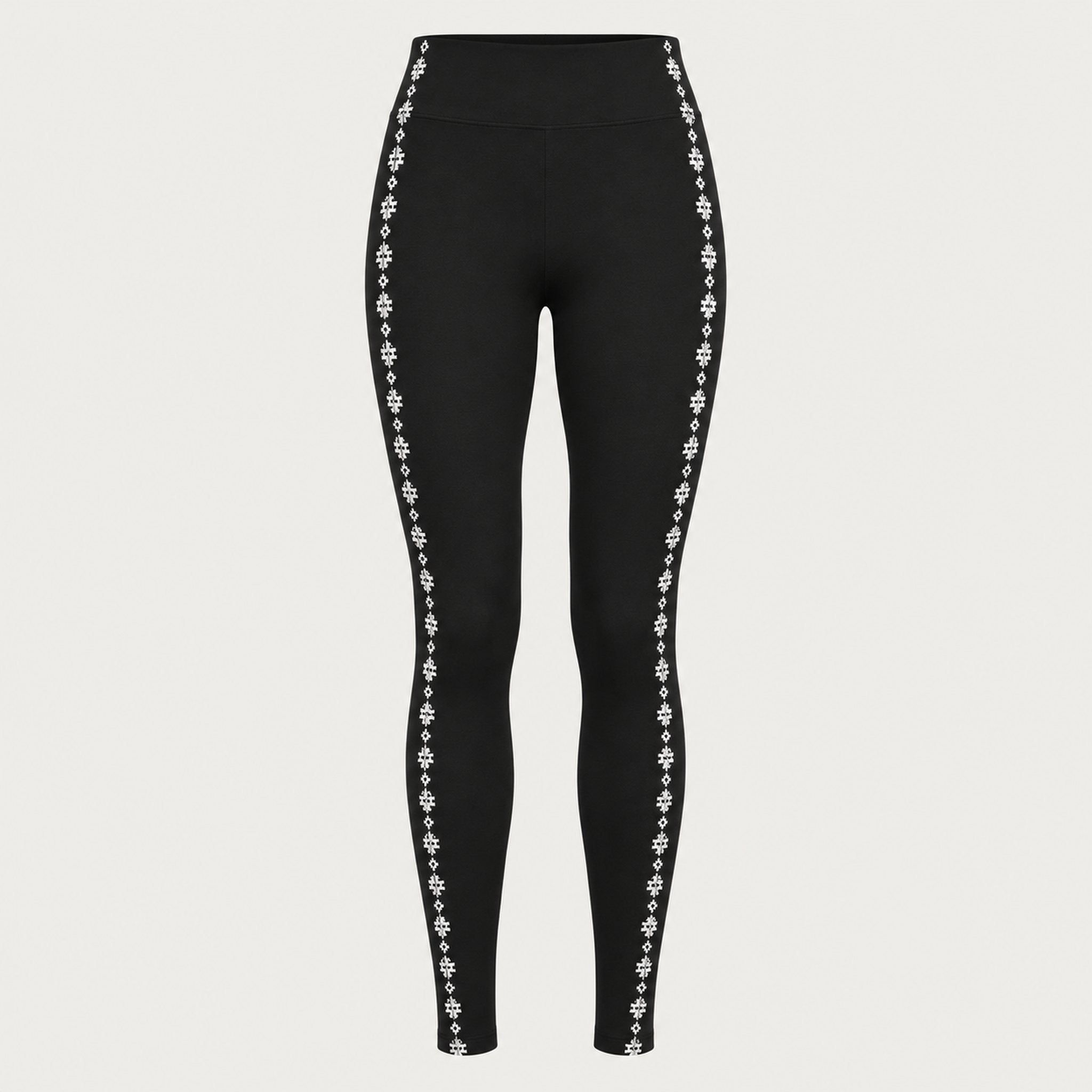 Newland womens Calith Leggings in Black - front. AI-generated from supplied artwork.