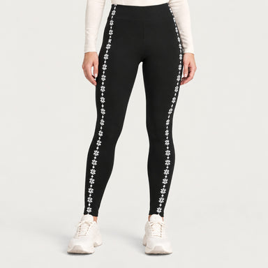 Newland womens Calith Leggings in Black - model front. AI-generated from supplied artwork.