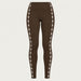 Newland womens Calith Leggings in Brown - front. AI-generated from supplied artwork.