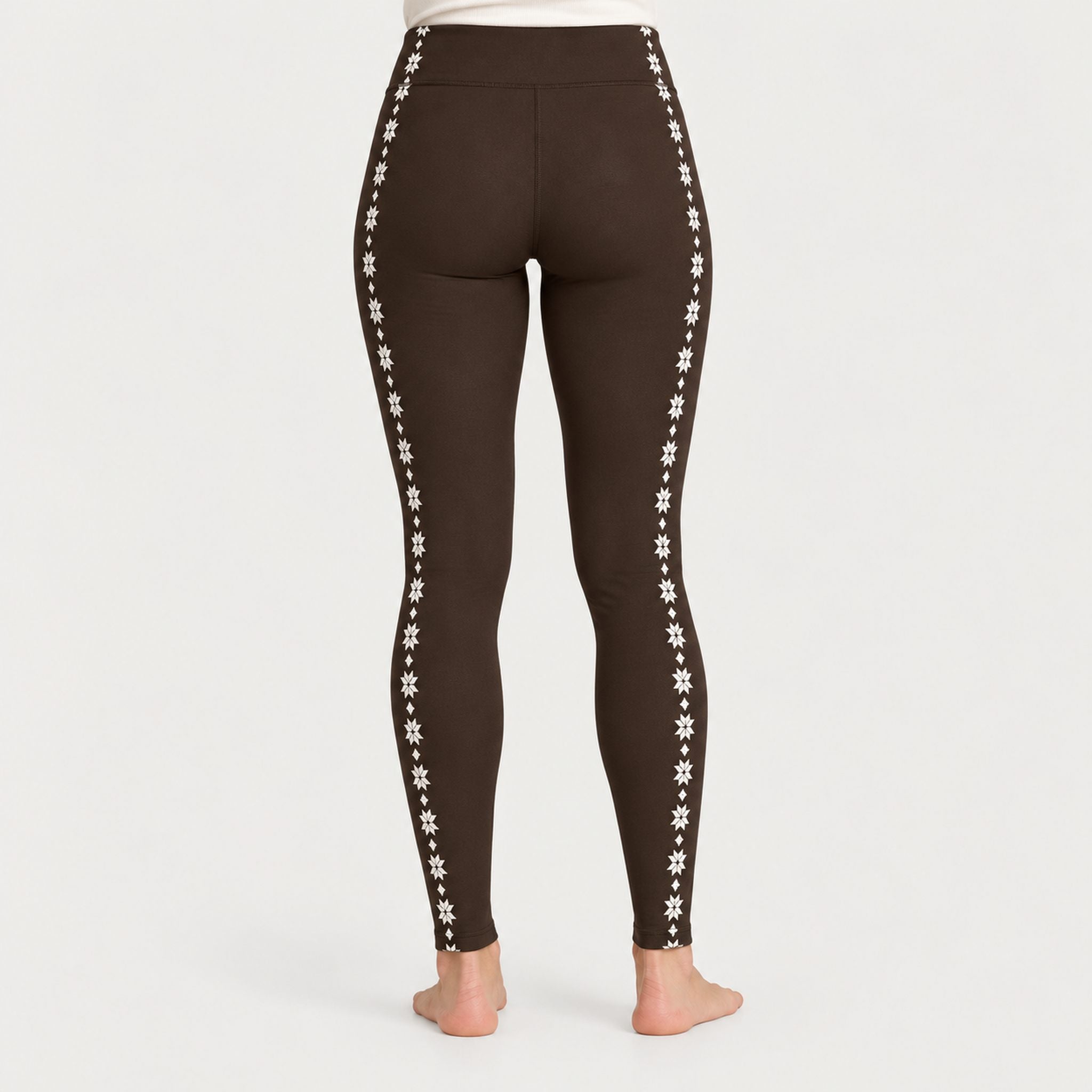 Newland womens Calith Leggings in Brown - model back. AI-generated from supplied artwork.