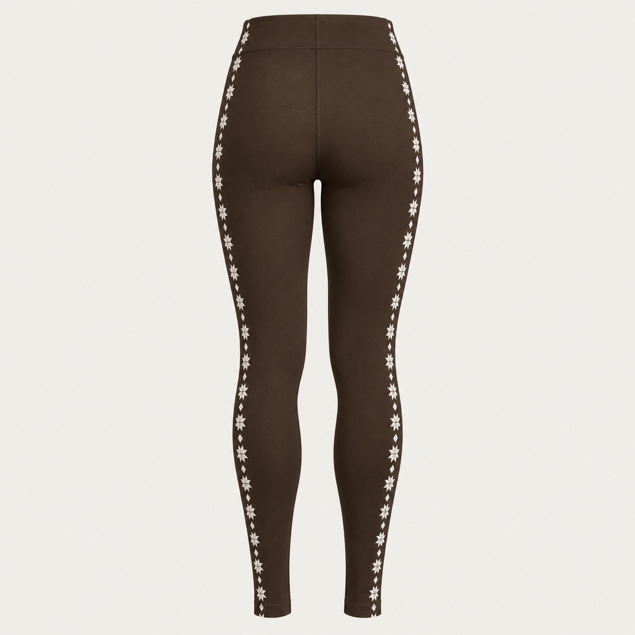 Newland womens Calith Leggings in Brown - back. AI-generated from supplied artwork.