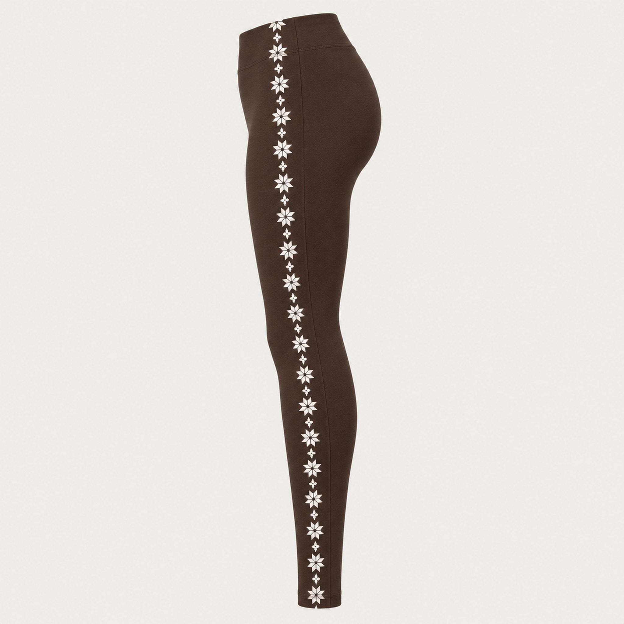 Newland womens Calith Leggings in Brown - side. AI-generated from supplied artwork.