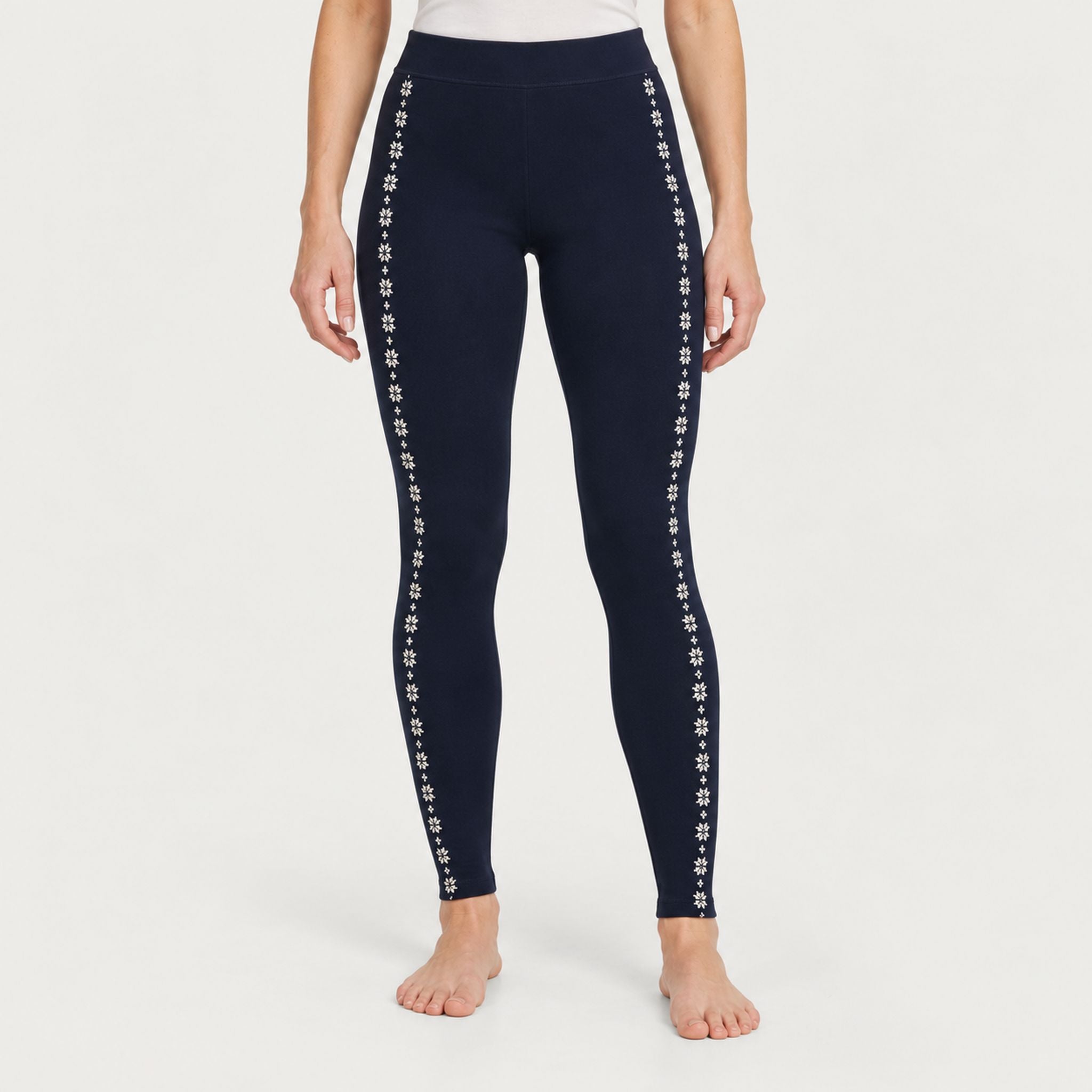 Newland womens Calith Leggings in Navy - model front. AI-generated from supplied artwork.