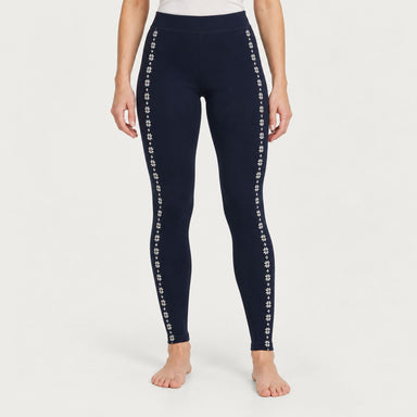 Newland womens Calith Leggings in Navy - model front. AI-generated from supplied artwork.