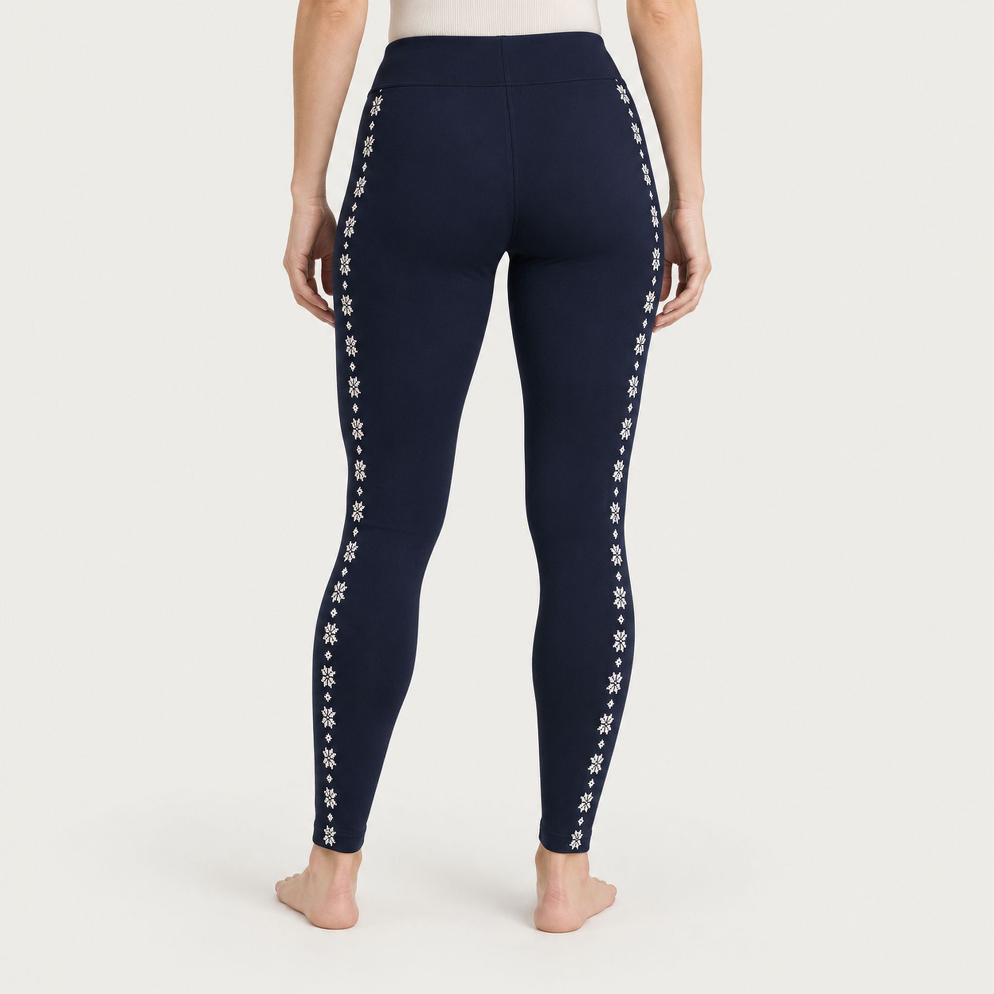Newland womens Calith Leggings in Navy - model back. AI-generated from supplied artwork.