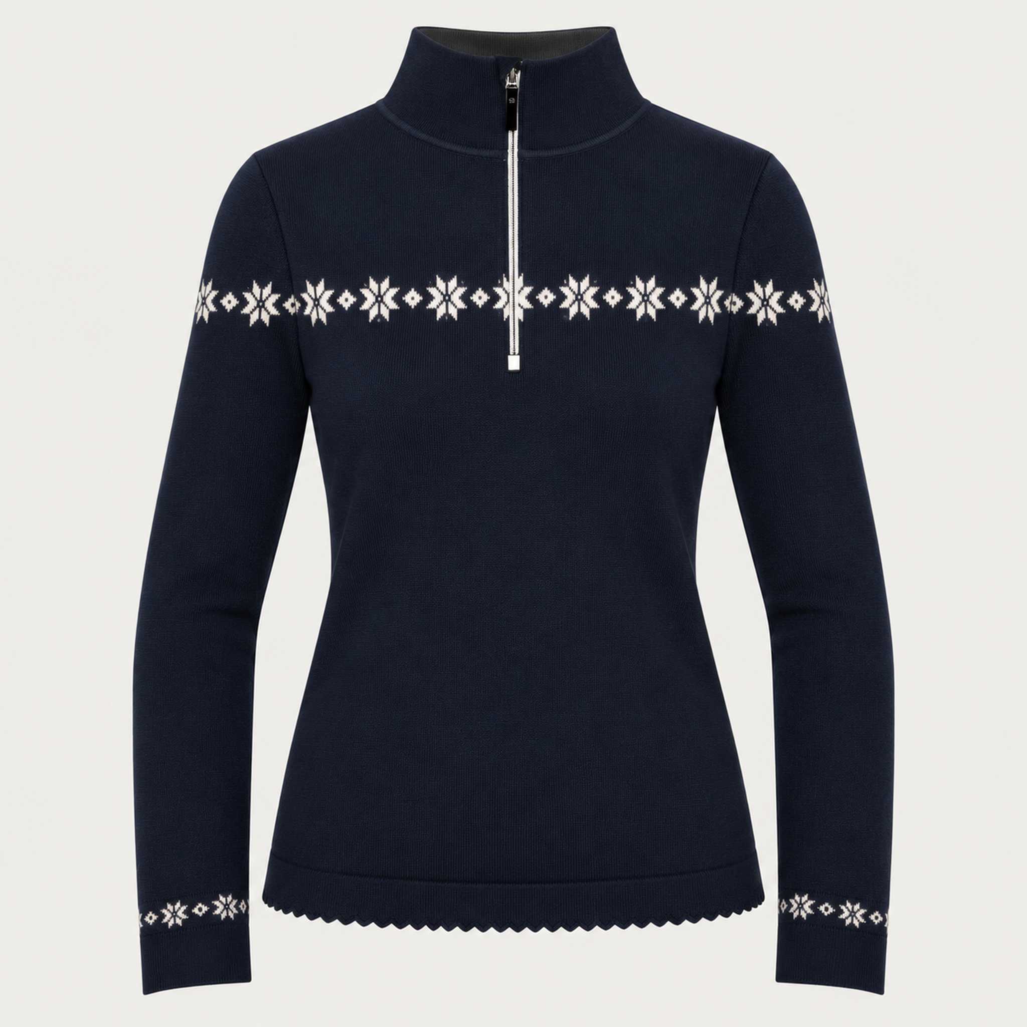 Newland womens Eirian Half Zip - front. AI-generated from supplied artwork.