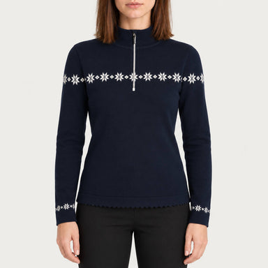 Newland womens Eirian Half Zip - model front. AI-generated from supplied artwork.