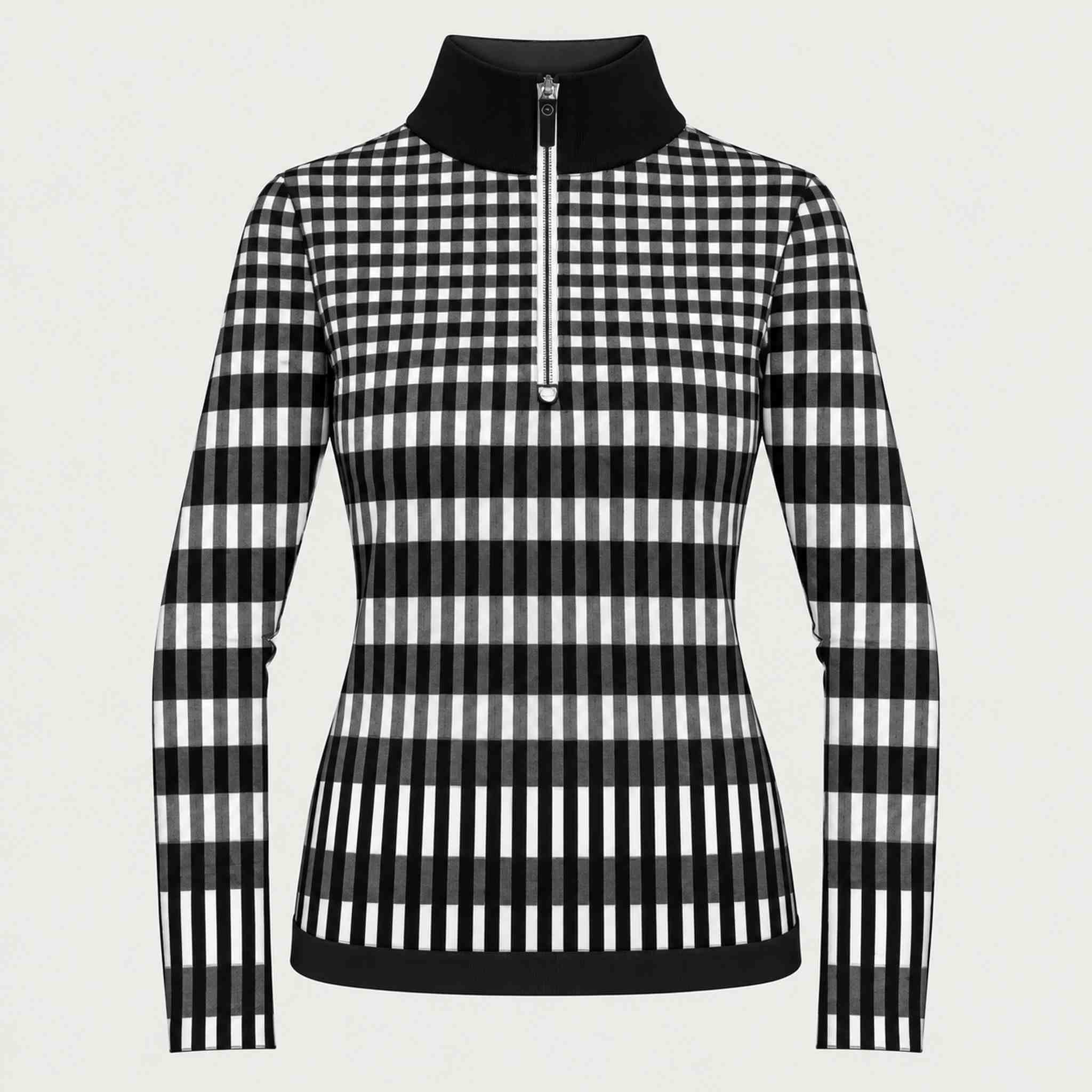 Newland womens Hikari Half Zip in Black - front. AI-generated from supplied artwork.