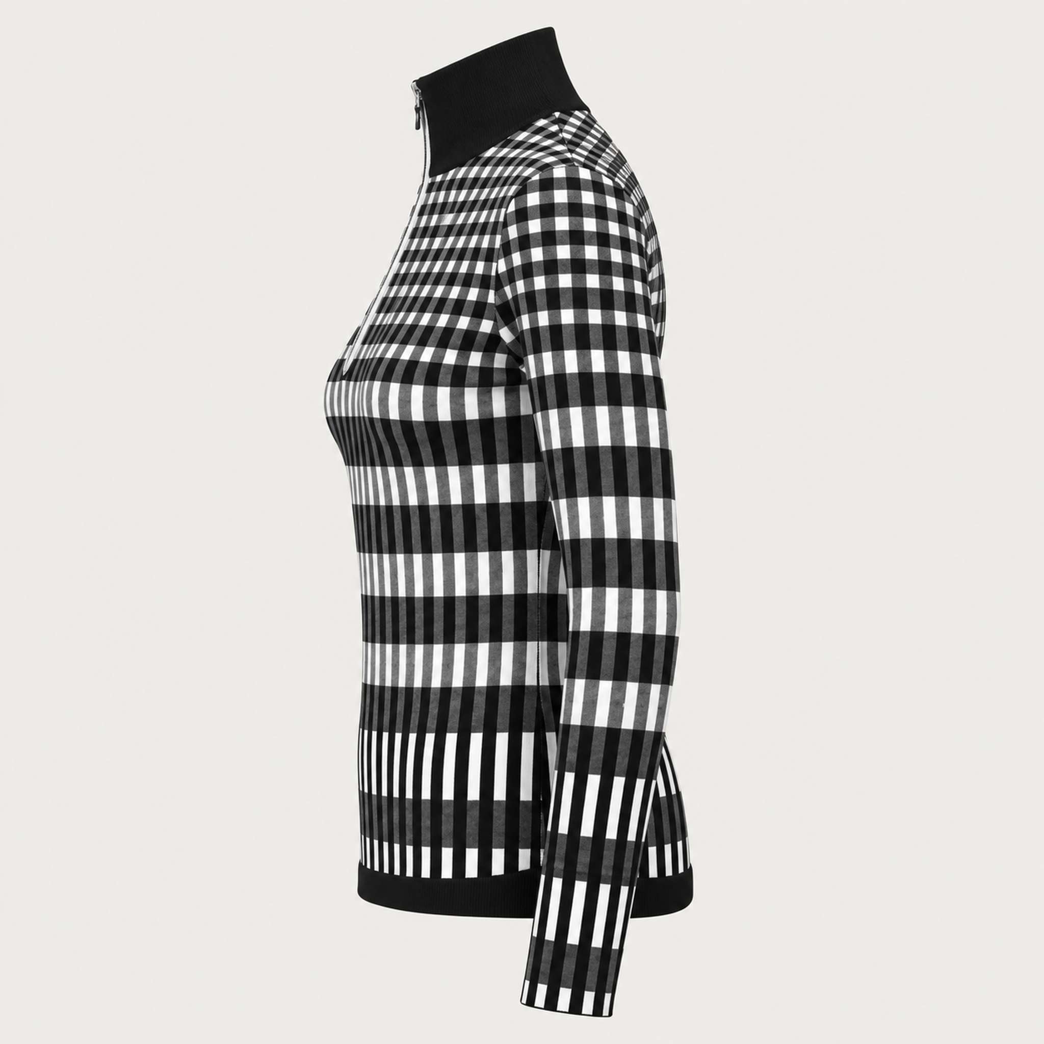 Newland womens Hikari Half Zip in Black - side. AI-generated from supplied artwork.