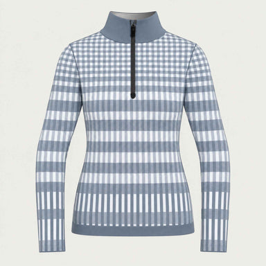 Newland womens Hikari Half Zip in Ice Grey - front. AI-generated from supplied artwork.