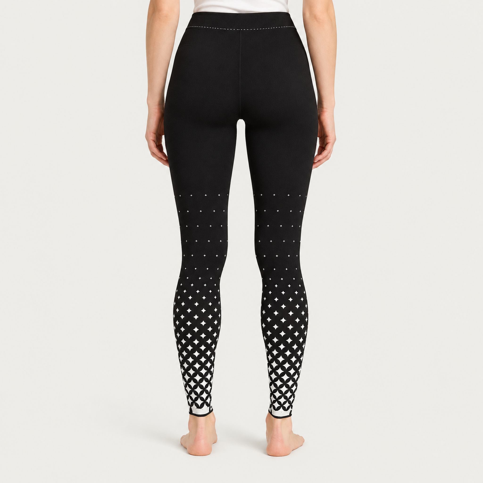 Newland womens Islaine Leggings - model back. AI-generated from supplied artwork.