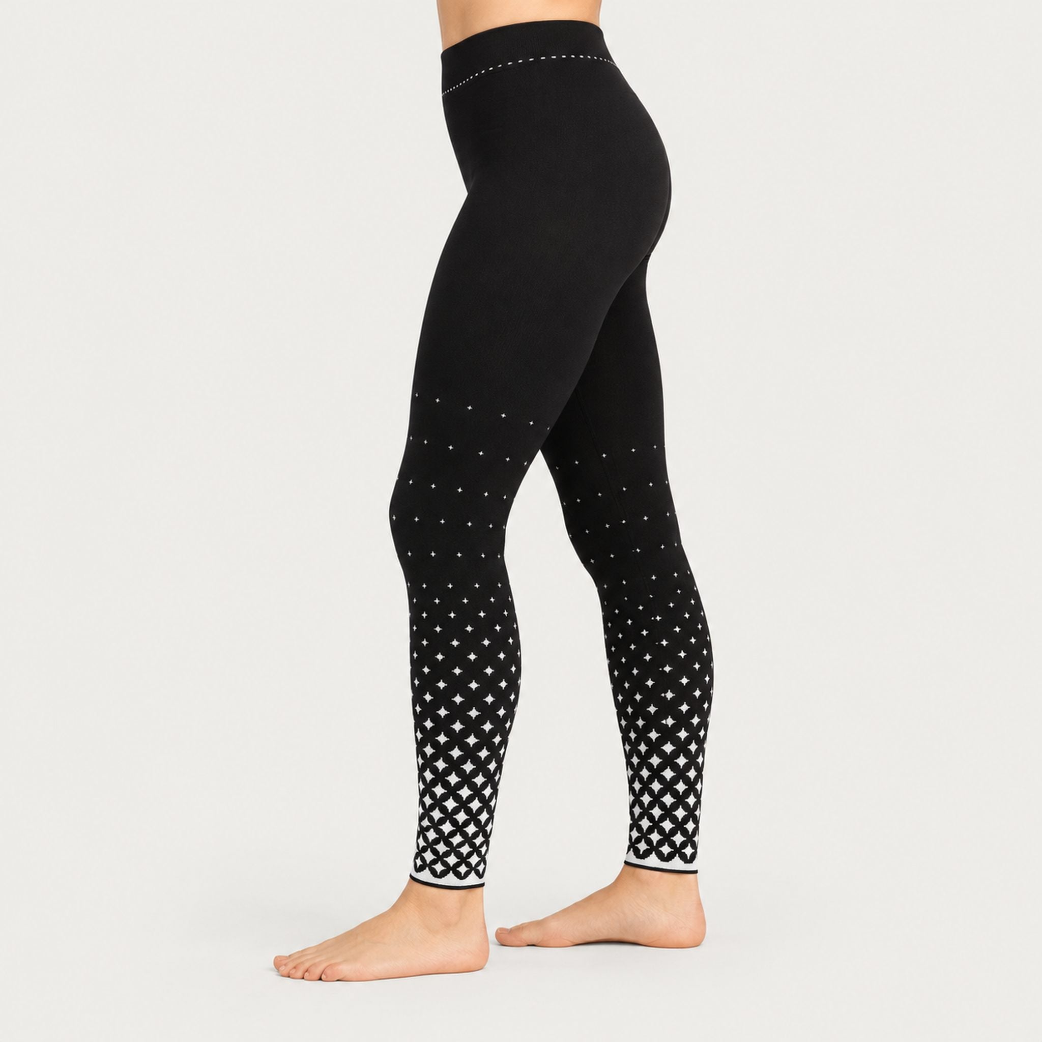 Newland womens Islaine Leggings - model side. AI-generated from supplied artwork.