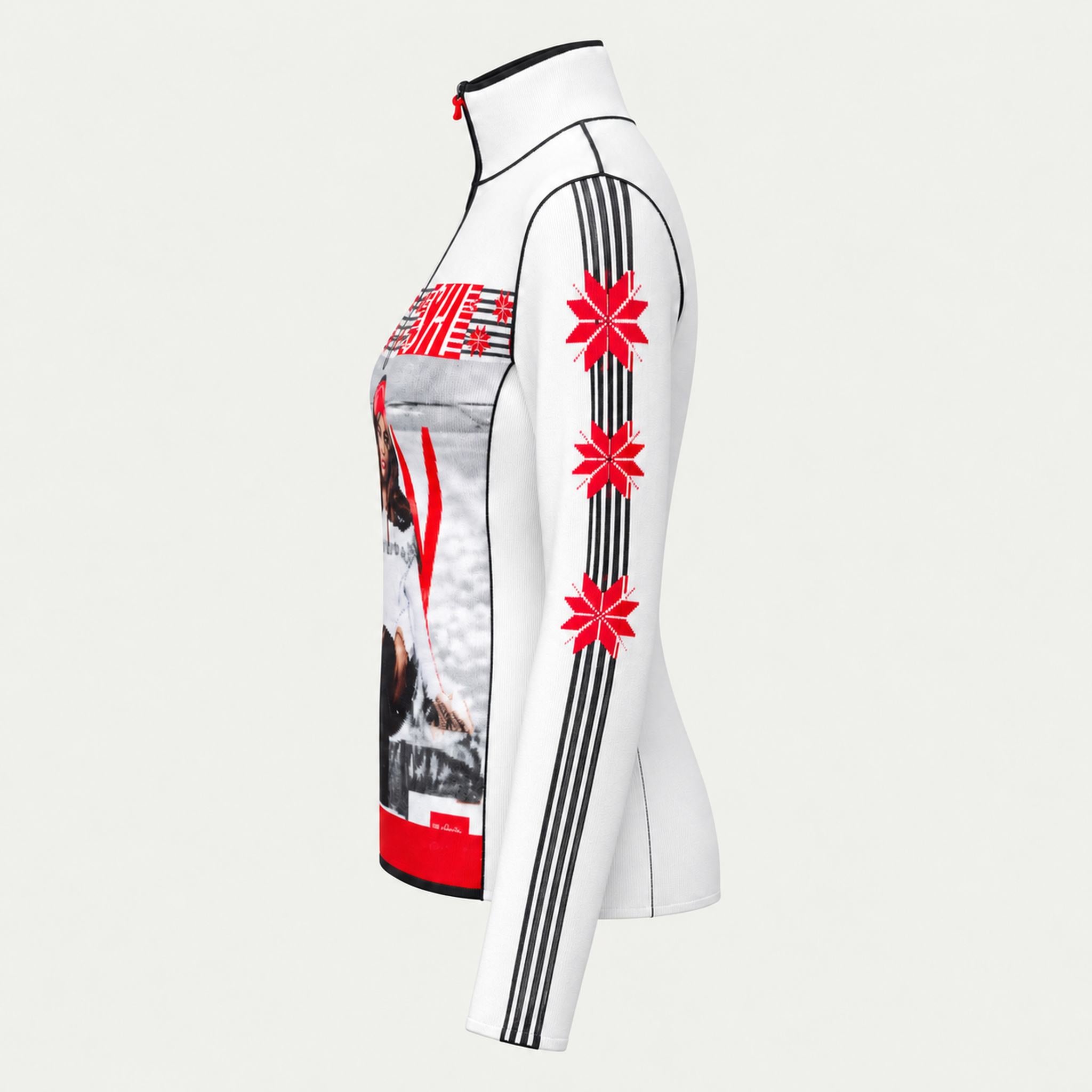 Newland womens Lumi Half Zip - side. AI-generated from supplied artwork.