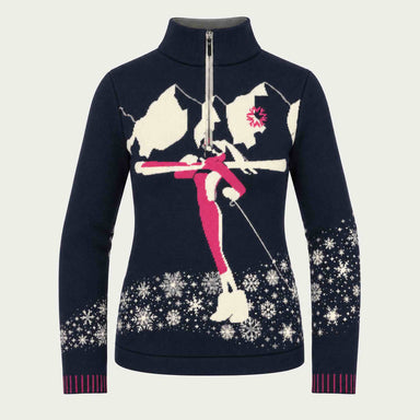 Newland womens Lysith Half Zip in Navy - front. AI-generated from supplied artwork.