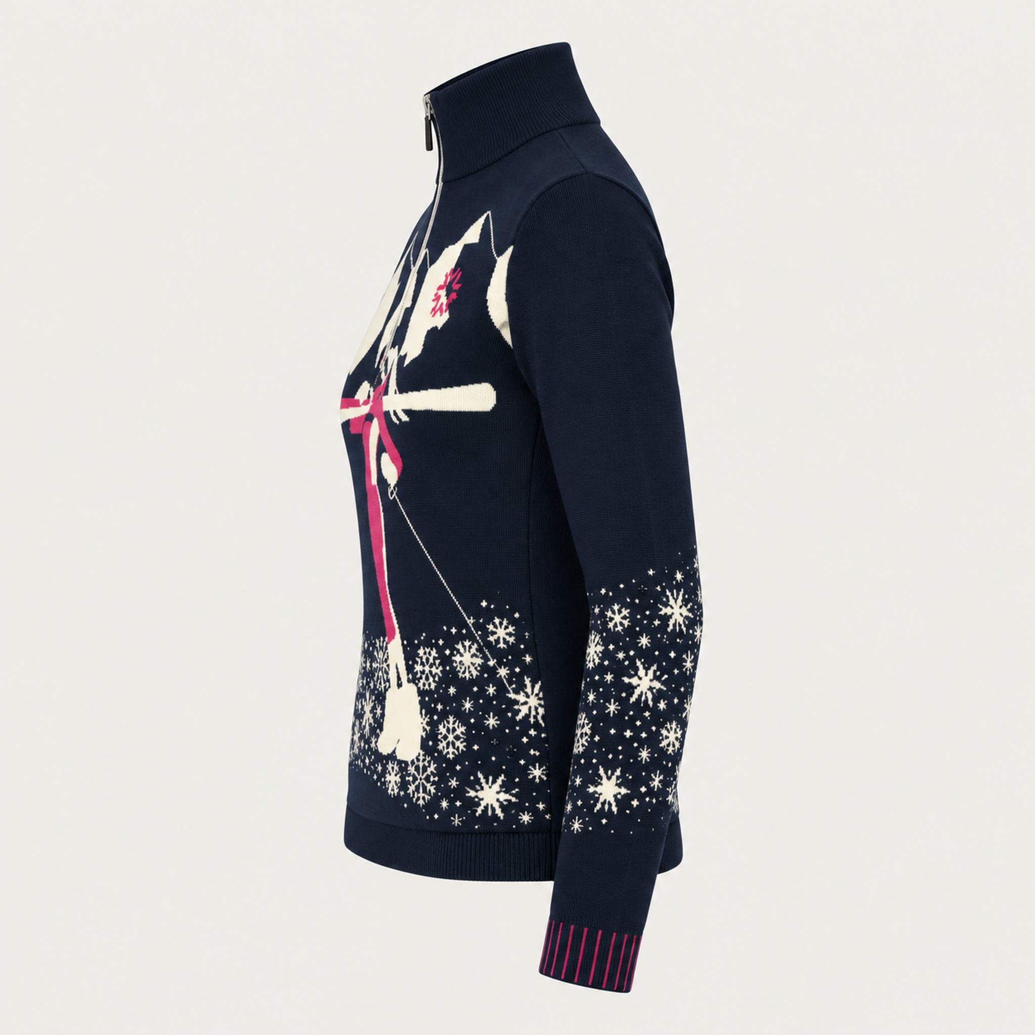 Newland womens Lysith Half Zip in Navy - side. AI-generated from supplied artwork.