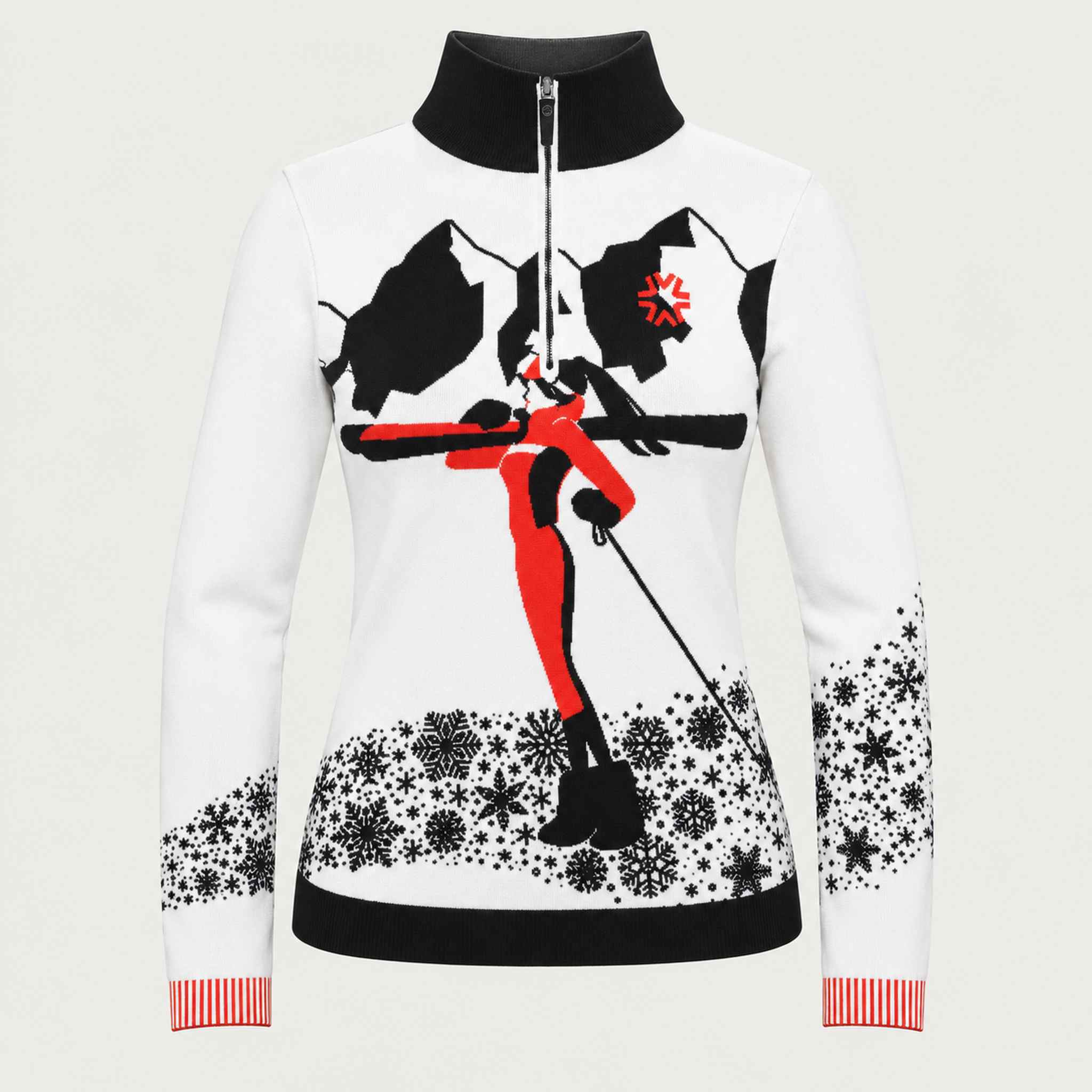 Newland womens Lysith Half Zip in White - front. AI-generated from supplied artwork.