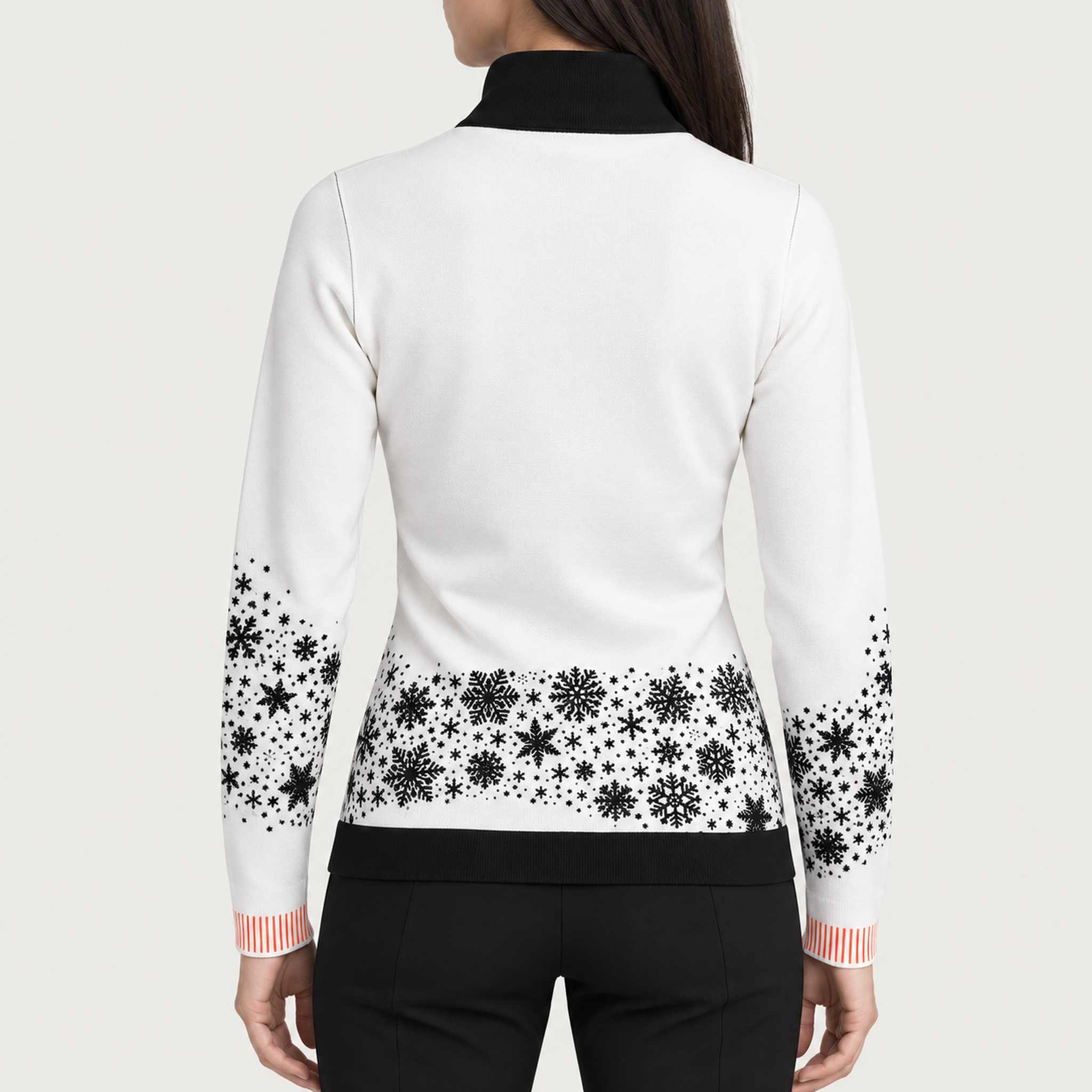 Newland womens Lysith Half Zip in White - model back. AI-generated from supplied artwork.