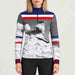 Newland womens Melita Half Zip - model front. AI-generated from supplied artwork.
