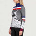 Newland womens Melita Half Zip - model side. AI-generated from supplied artwork.