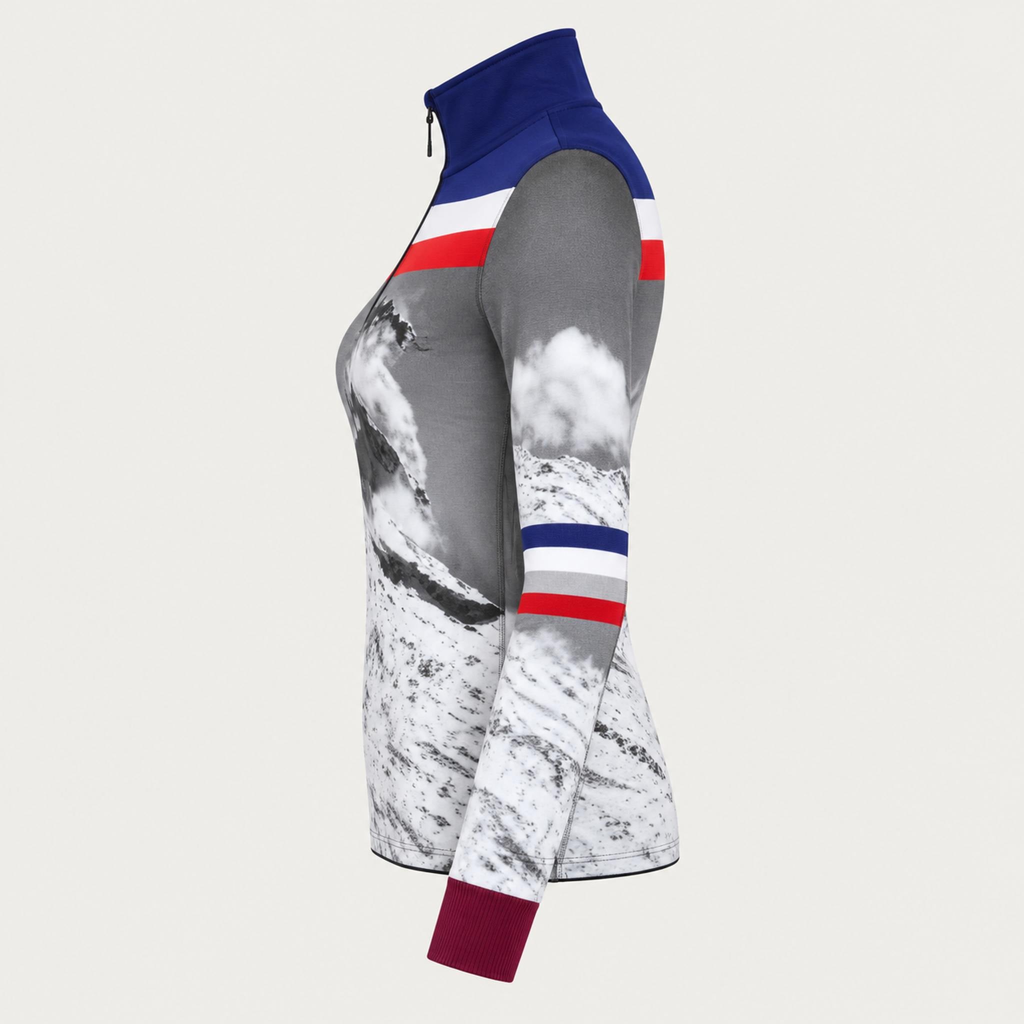 Newland womens Melita Half Zip - side. AI-generated from supplied artwork.