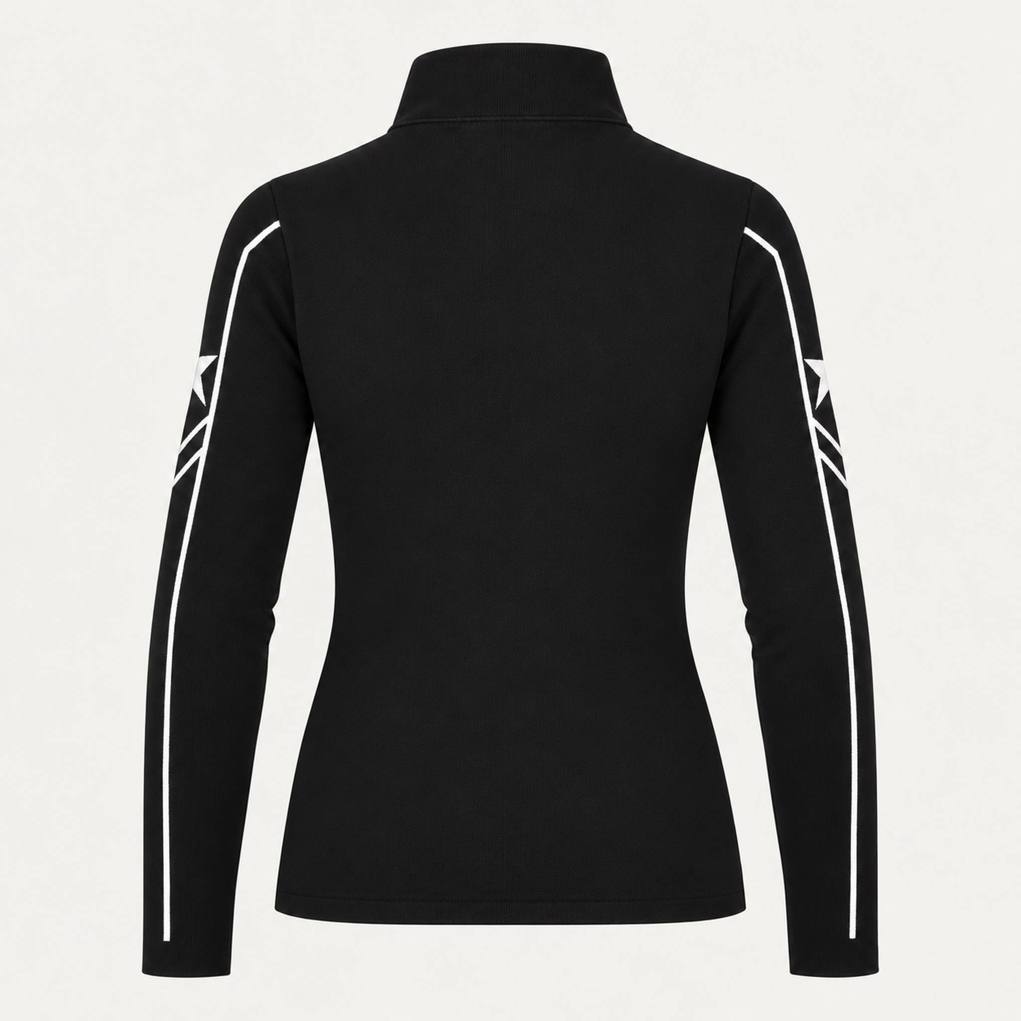 Newland womens Mys Half Zip in Black - back. AI-generated from supplied artwork.
