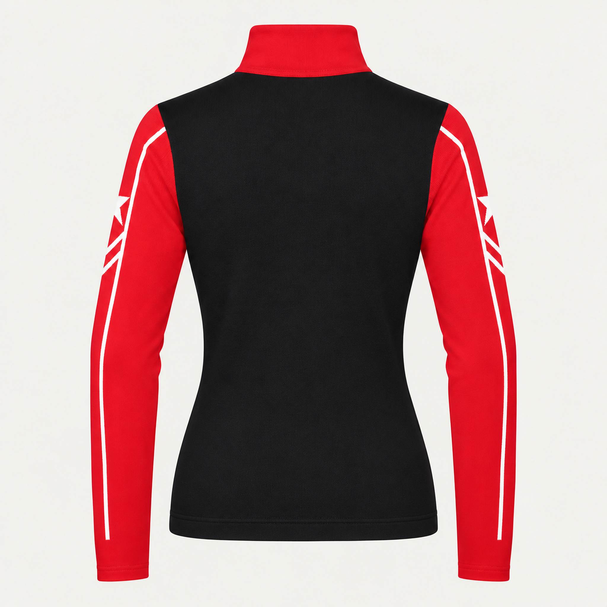 Newland womens Mys Half Zip in Red - back. AI-generated from supplied artwork.