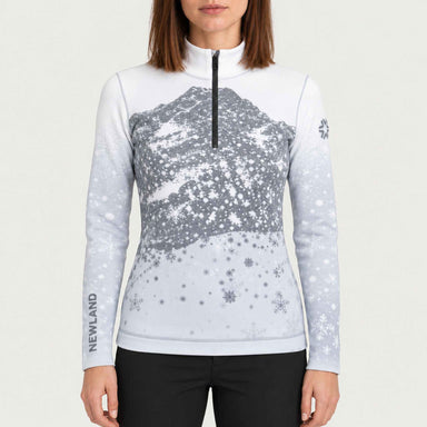 Newland womens Neige Half Zip - model front. AI-generated from supplied artwork.