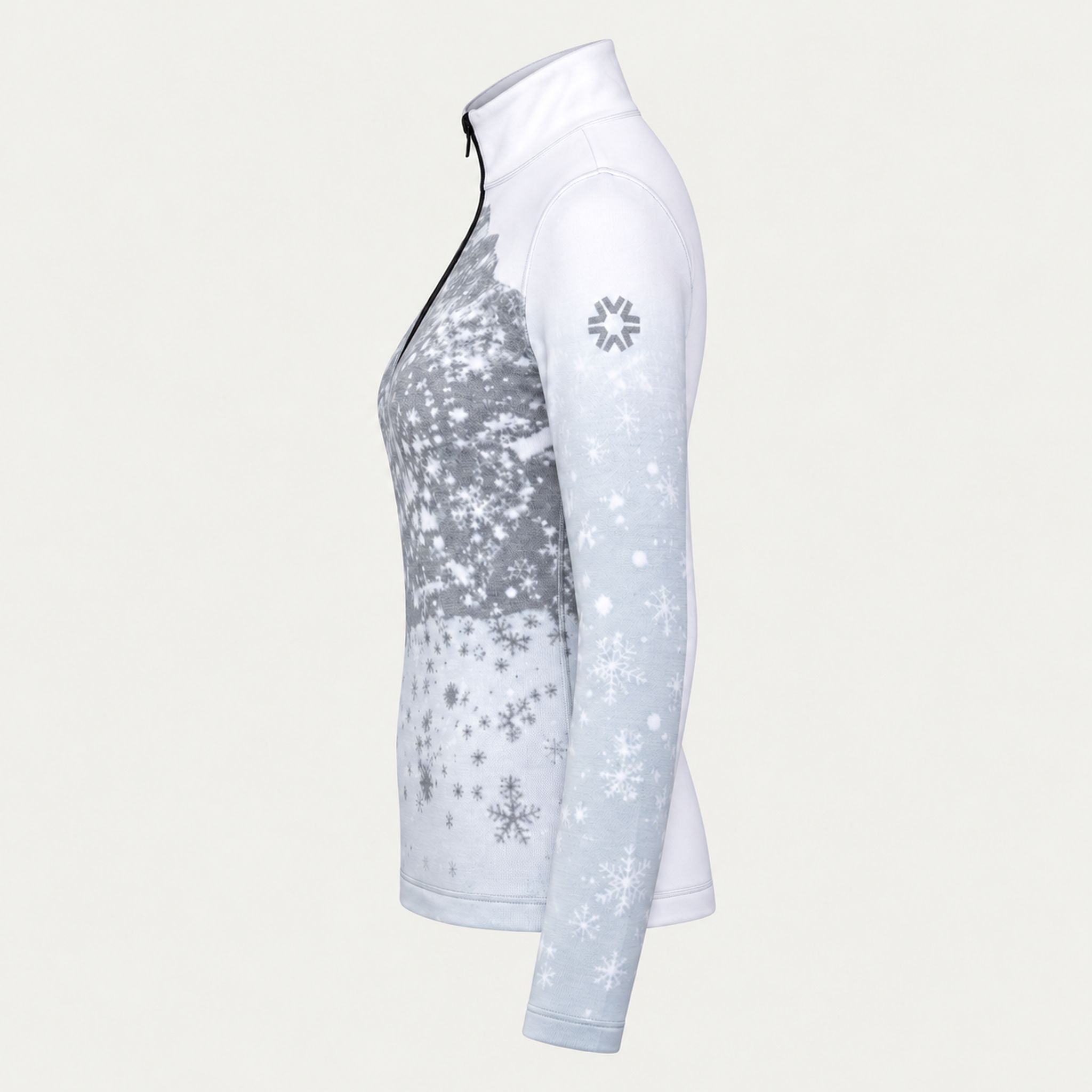 Newland womens Neige Half Zip - side. AI-generated from supplied artwork.