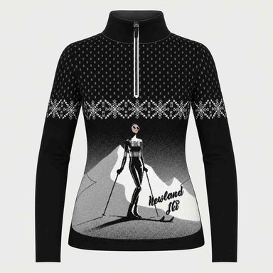 Newland womens Nivea Half Zip in Black - front. AI-generated from supplied artwork.