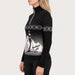Newland womens Nivea Half Zip in Black - model side. AI-generated from supplied artwork.