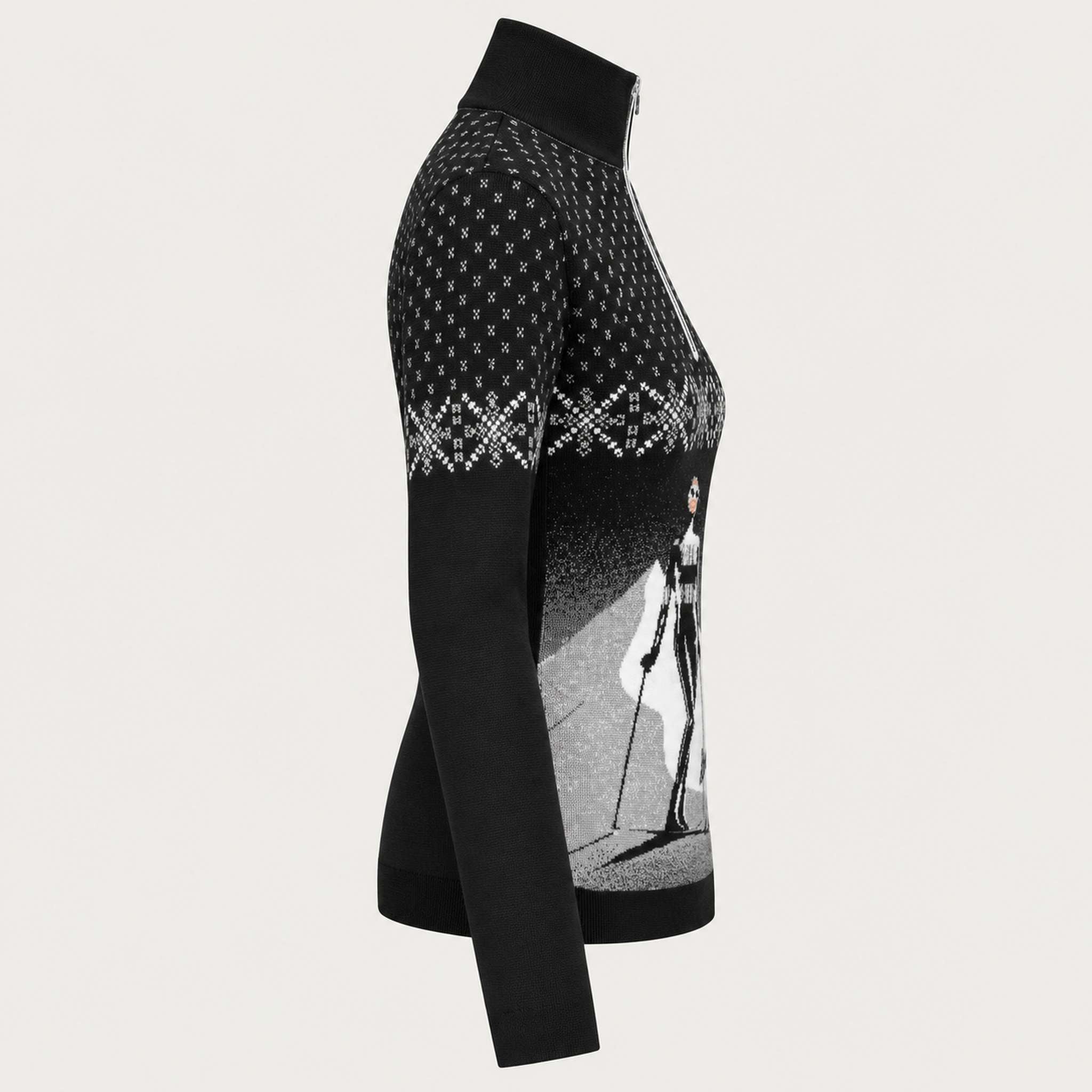 Newland womens Nivea Half Zip in Black - side. AI-generated from supplied artwork.