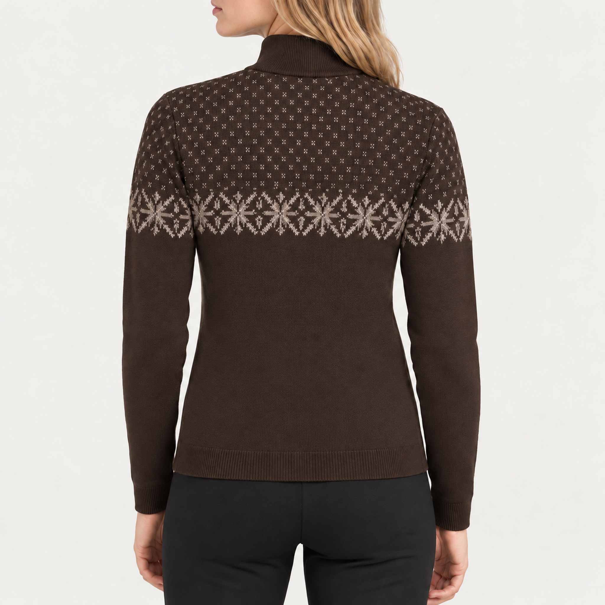 Newland Nivea Half Zip in Brown - 03-model-back. AI-generated from supplied artwork.
