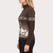 Newland womens Nivea Half Zip in Brown - model side. AI-generated from supplied artwork.