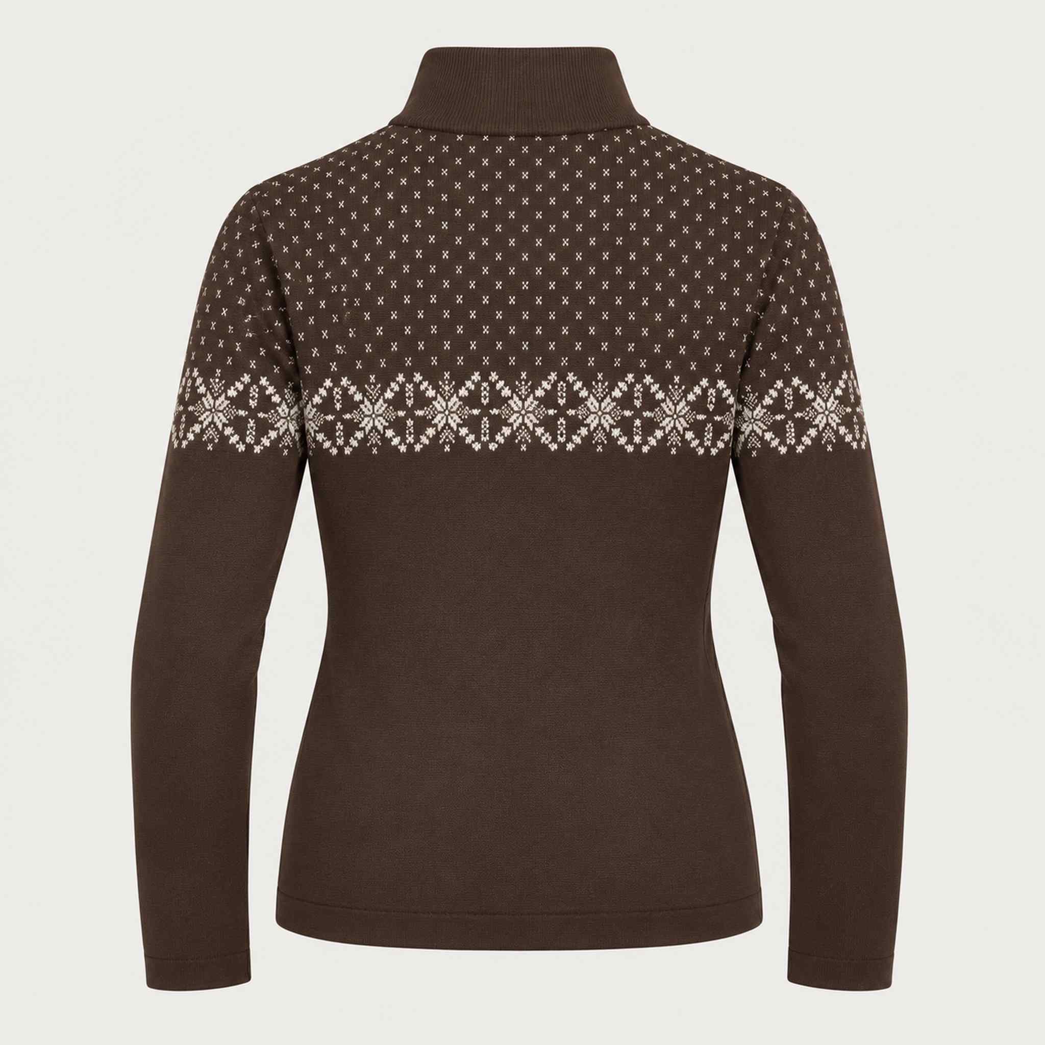 Newland womens Nivea Half Zip in Brown - back. AI-generated from supplied artwork.