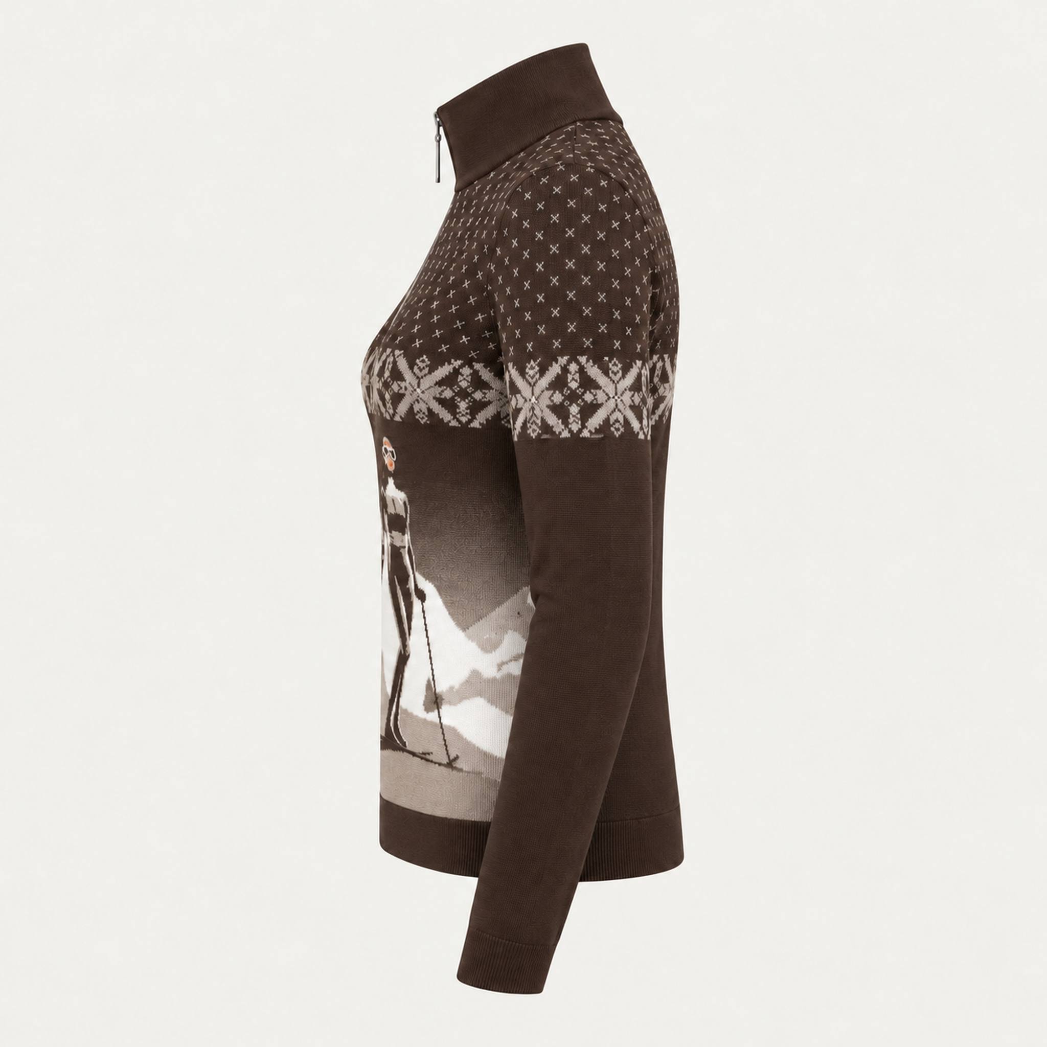 Newland Nivea Half Zip in Brown - 06-side. AI-generated from supplied artwork.