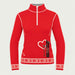 Newland womens Regina Half Zip Sweater in Red - front. AI-generated from supplied artwork.