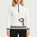 Newland womens Regina Half Zip Sweater in White - model front. AI-generated from supplied artwork.