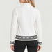 Newland womens Regina Half Zip Sweater in White - model back. AI-generated from supplied artwork.