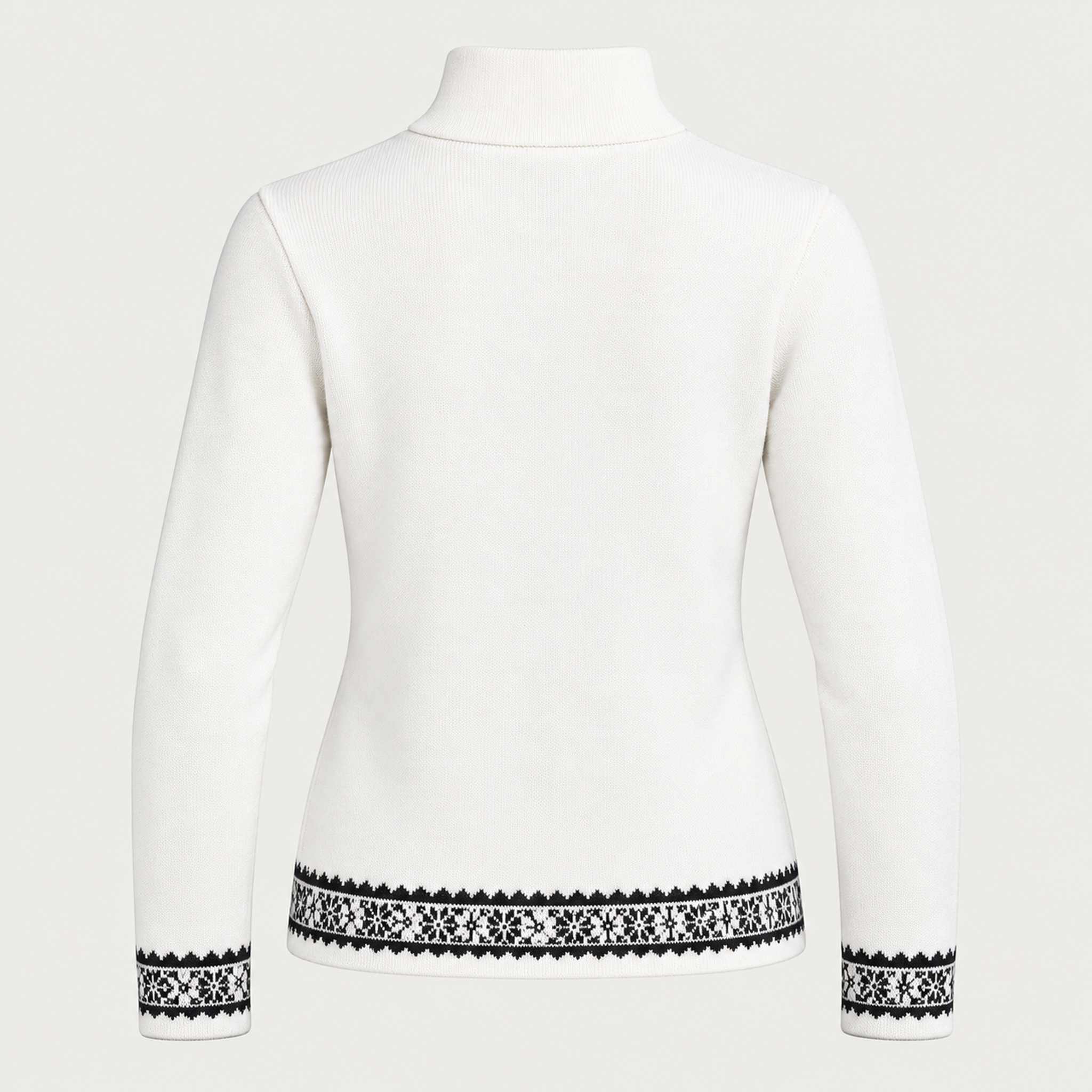 Newland womens Regina Half Zip Sweater in White - back. AI-generated from supplied artwork.