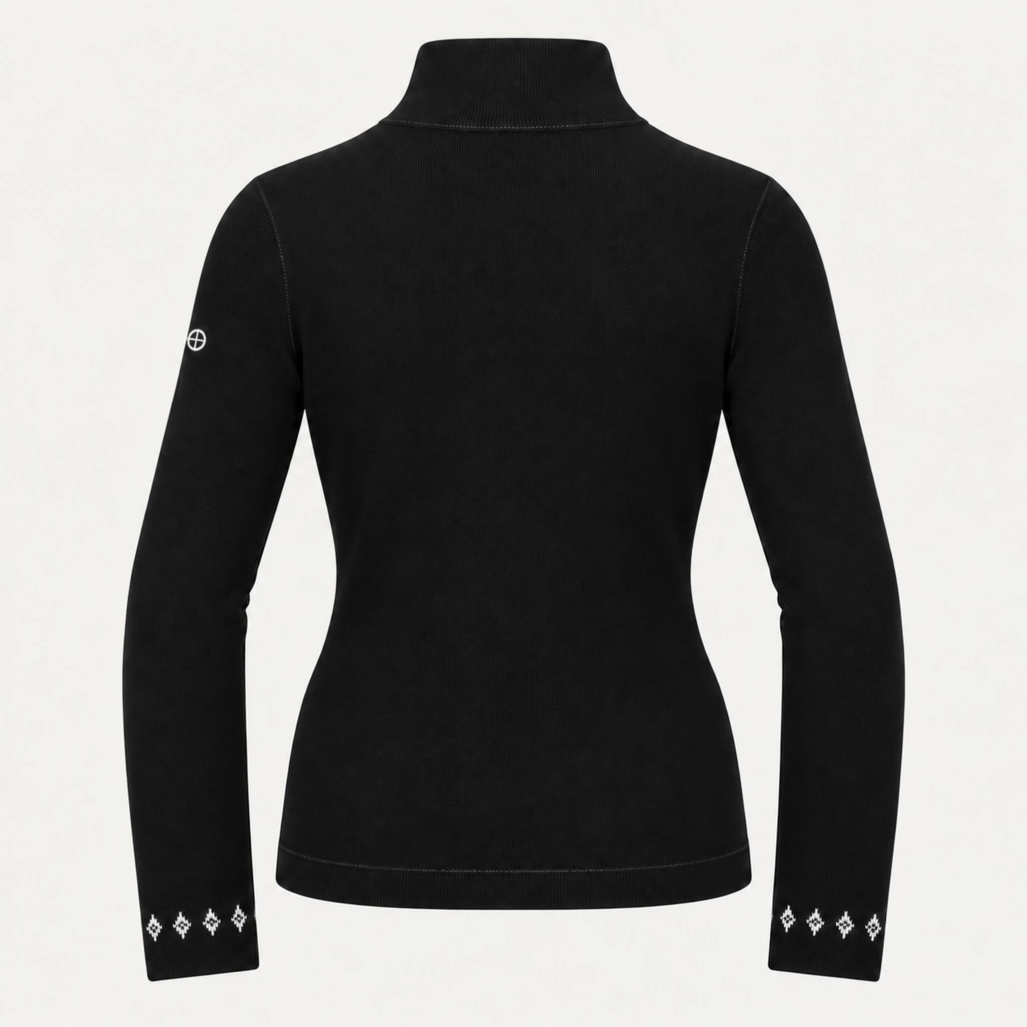 Newland womens Rhea Half Zip Sweater in Black - back. AI-generated from supplied artwork.