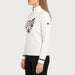 Newland womens Rhea Half Zip Sweater in White - model side. AI-generated from supplied artwork.