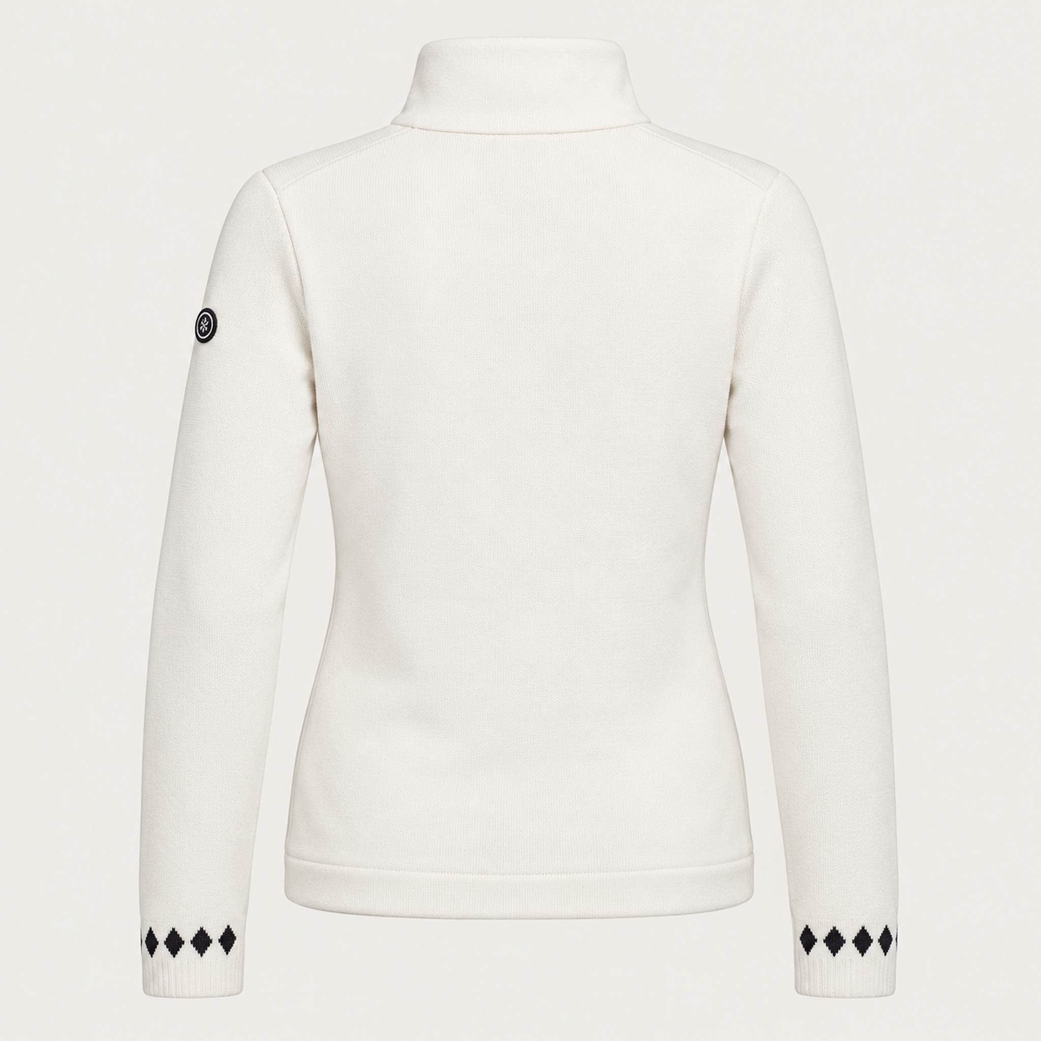 Newland womens Rhea Half Zip Sweater in White - back. AI-generated from supplied artwork.