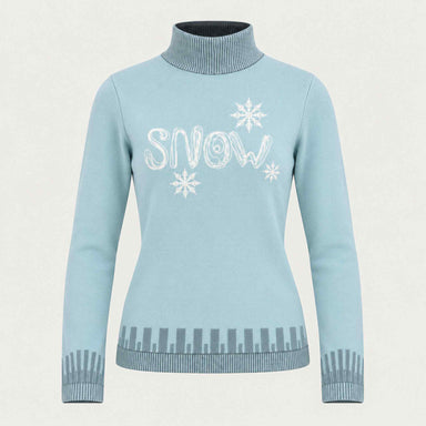 Newland womens Selene Turtleneck Sweater in Blue - front. AI-generated from supplied artwork.