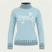 Newland womens Selene Turtleneck Sweater in Blue - front. AI-generated from supplied artwork.