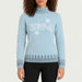 Newland womens Selene Turtleneck Sweater in Blue - model front. AI-generated from supplied artwork.