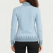 Newland womens Selene Turtleneck Sweater in Blue - model back. AI-generated from supplied artwork.