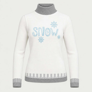Newland womens Selene Turtleneck Sweater in White - front. AI-generated from supplied artwork.