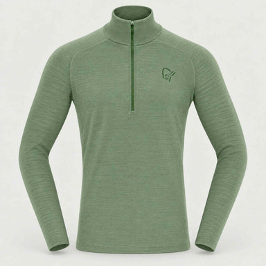Norrøna men's Femund PureUll Half Zip in Deep Lichen Green – front