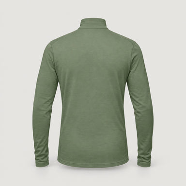 Norrøna men's Femund PureUll Half Zip in Deep Lichen Green – back